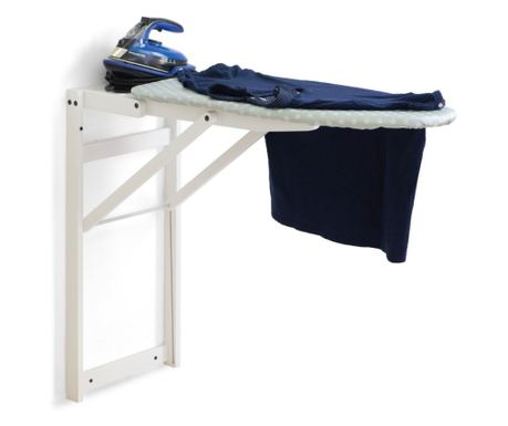 Arredamenti Italia falra szerelhető vasalódeszka, 108x40 cm, összecsukható, bükkfa szerkezetű, hőálló pamut anyagú, levehető huz