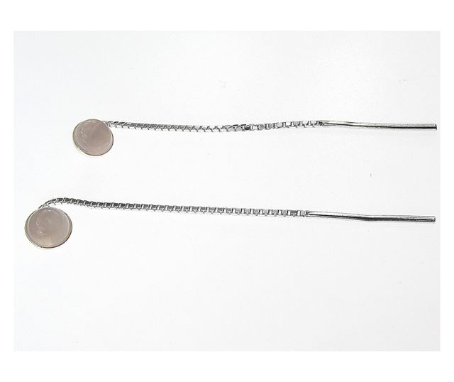 Cercei argint lantisor cu cuart roz 6 MM - Vivre