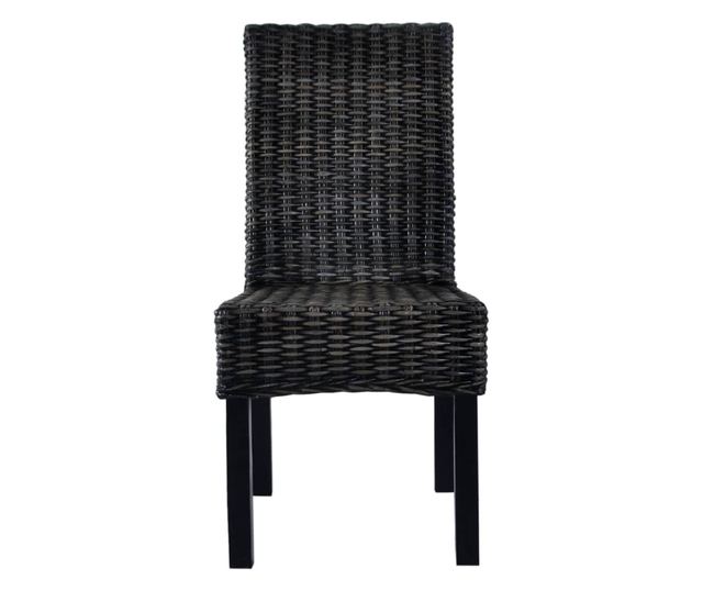 Kuhinjske stolice, 2 kom., crna, Kubu ratan i mango drvo