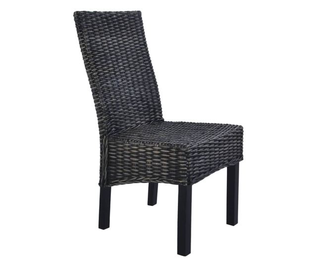 Kuhinjske stolice, 2 kom., crna, Kubu ratan i mango drvo