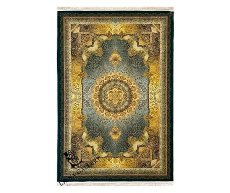 Zeleni perzijski tepih 150x225 cm, svila i pamuk