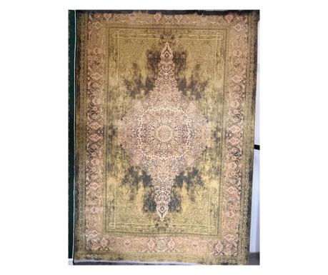 Zeleni perzijski tepih 150x225 cm, svila i pamuk