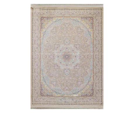 Béžový koberec s klasickým designem 80x150 cm hedvábí a bavlna