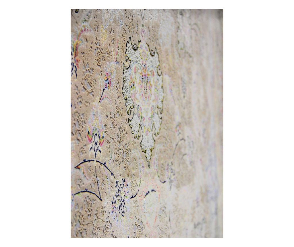 Béžový koberec s klasickým designem 100x200 cm hedvábí a bavlna - 7