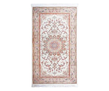 Kremasti tepih s klasičnim dizajnom 150x225 cm svila i pamuk