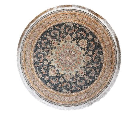 Син кръгъл килим с класически дизайн 150x150 см коприна и памук