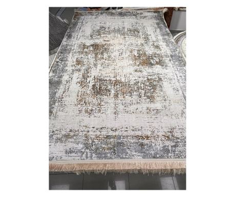 Béžový modrý koberec s vintage designem 50x125 cm hedvábí a bavlna do obývacího pokoje