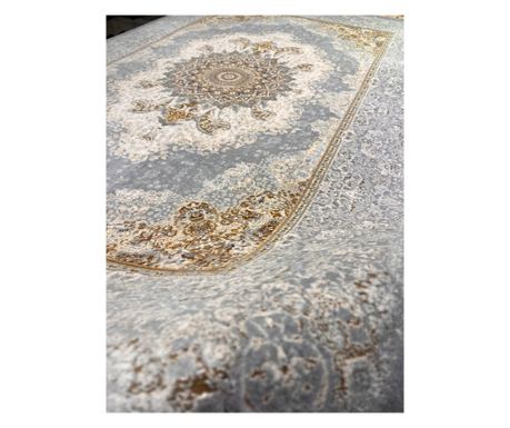 Modrý koberec s vintage designem 80x150 cm do obývacího pokoje