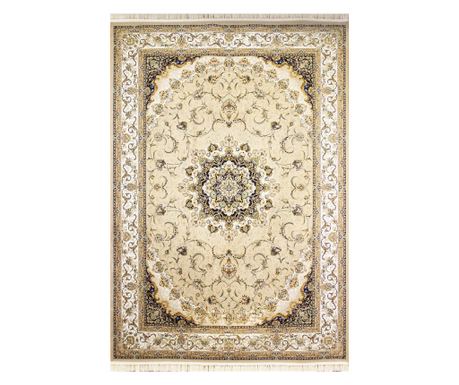 Béžový koberec s klasickým designem 80x150 cm hedvábí a bavlna
