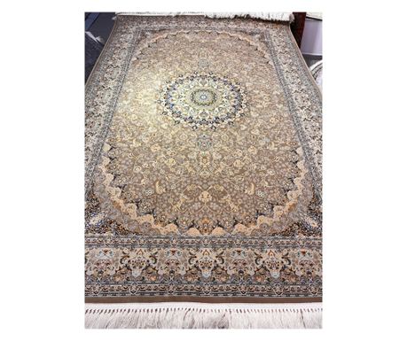 Bežani tepih s klasičnim dizajnom 150x225 cm svila i pamuk