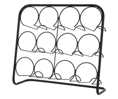 Suport 12 sticle vin Home&Styling Collection, metal, 45x14x38 cm, negru