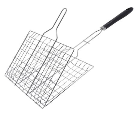 BBQ hamburger állvány, krómozott acél, 60x35 cm, ezüst