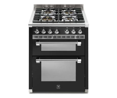 Газова печка, Steel Cucine, 70 см, 4 горелки, 2 фурни, колекция Ascot, черен