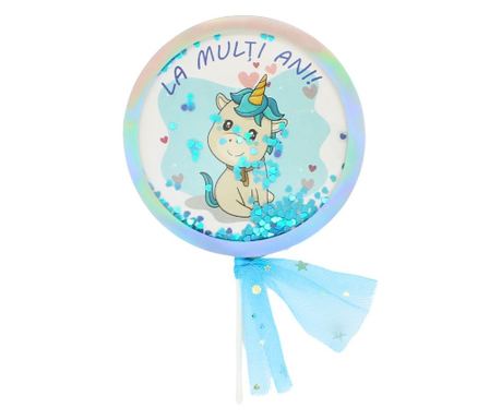 Tortafeltét boldog születésnapot kék egyszarvú kör