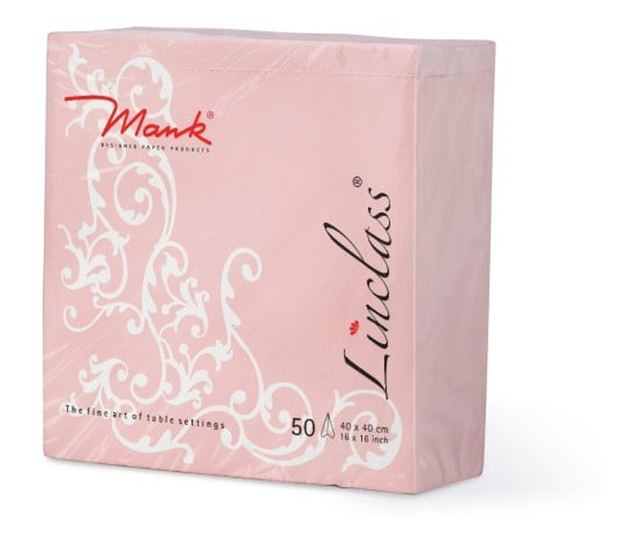 Mank HORECA салфетки, Linclass® Airlaid, Pomp Pink White, 40 x 40 cm, идеални за сватби, партита, кръщенета, комплект от 50 бр.