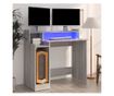Γραφείο με Φώτα LED, Sonoma Grey, 97x90x45 cm, Επεξεργασμένη Ξυλεία thumbnail 1