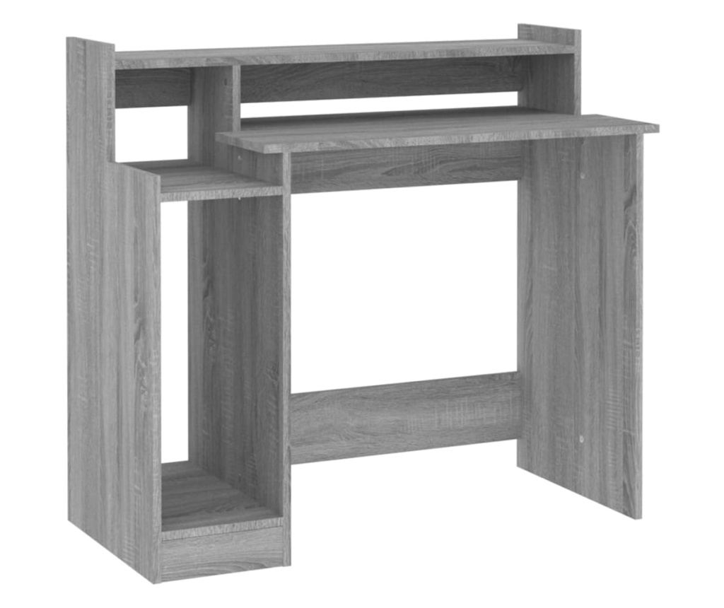Γραφείο με Φώτα LED, Sonoma Grey, 97x90x45 cm, Επεξεργασμένη Ξυλεία - 3