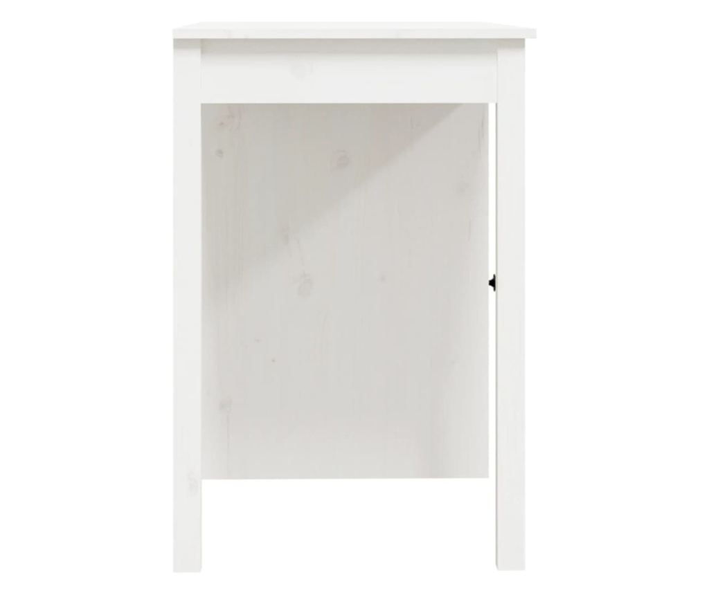 Γραφείο, λευκό, 100x50x75 εκ., μασίφ ξύλο πεύκου - 8