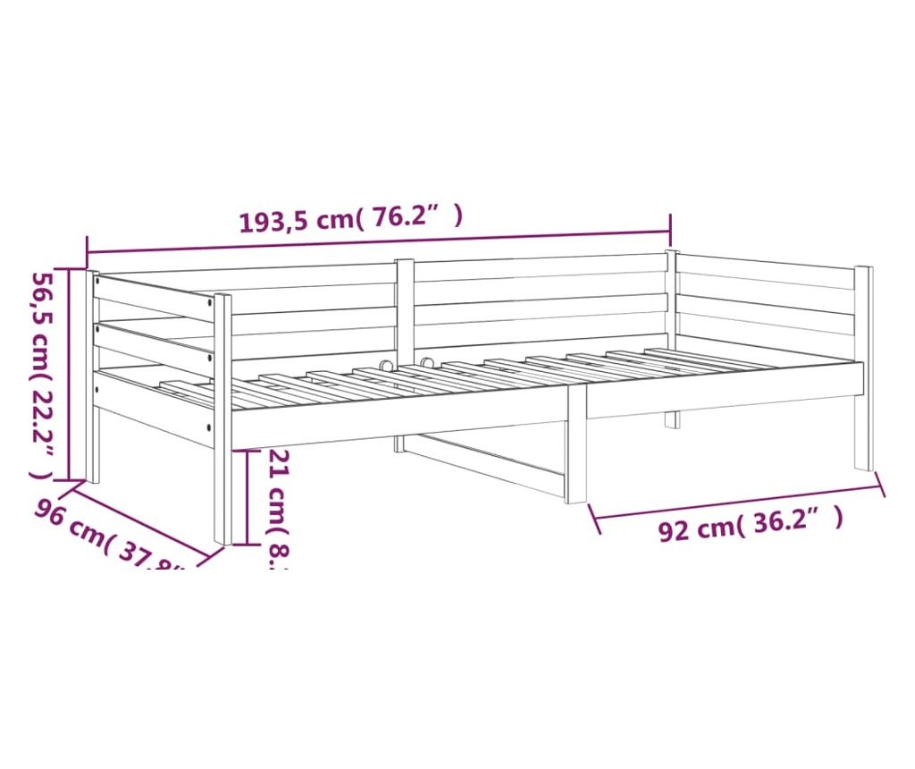 Day bed, λευκό, 90x190 cm, μασίφ ξύλο πεύκου - 11