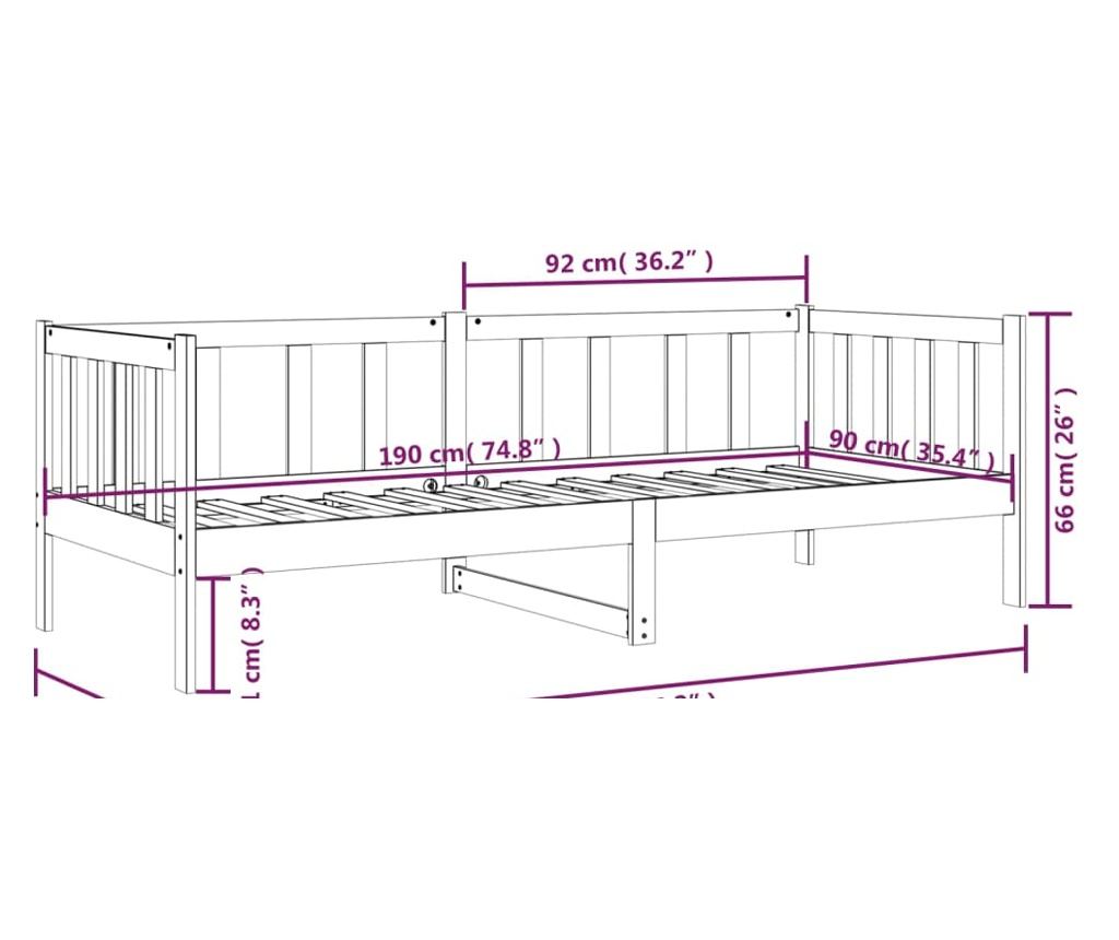 Daybed, Μαύρο, 90x190 εκ., Μασίφ Ξύλο Πεύκου - 11