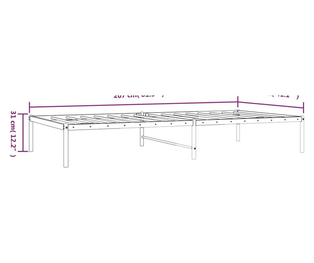 Cadru pat metalic, alb, 100x200 cm - 7