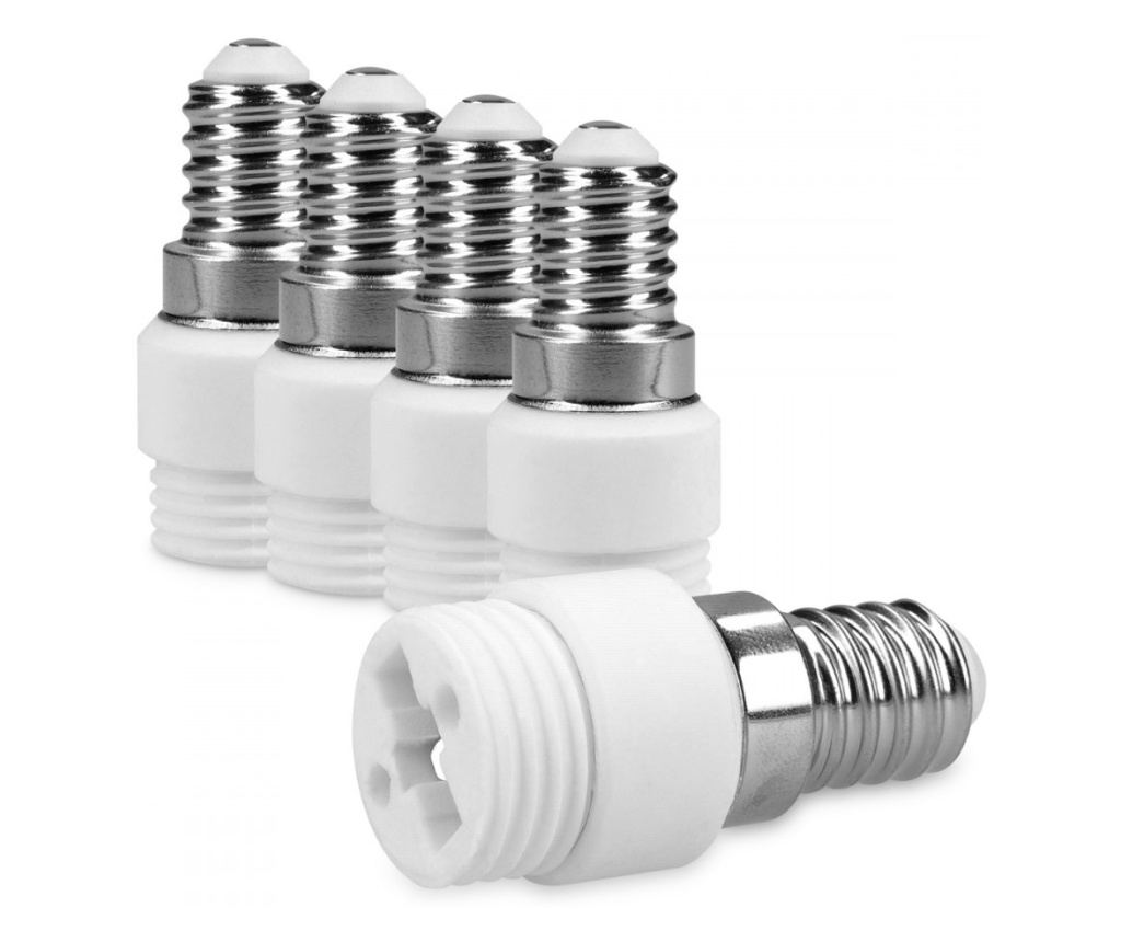 5 darabos E14-G9 foglalat adapterkészlet, Kwmobile, fehér, kerámia, 40402 - 2