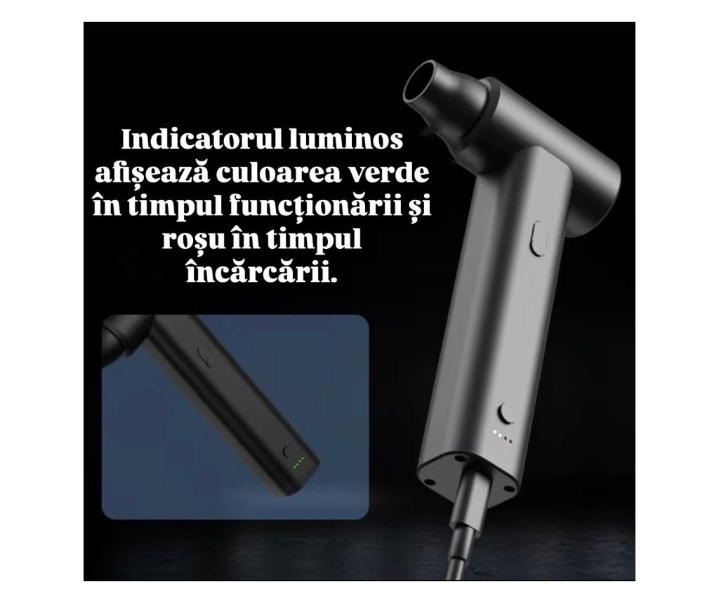 Suflanta Aer, Baterie 2000mAh *4, 6 Accesorii, Portabil, Negru - Experienta Definitiva in Curatenie cu Tehnologie Avansata - 7