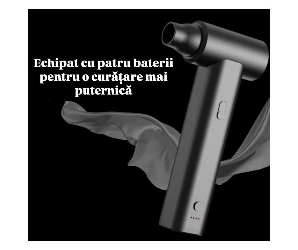 Suflanta Aer, Baterie 2000mAh *4, 6 Accesorii, Portabil, Negru - Experienta Definitiva in Curatenie cu Tehnologie Avansata - 8