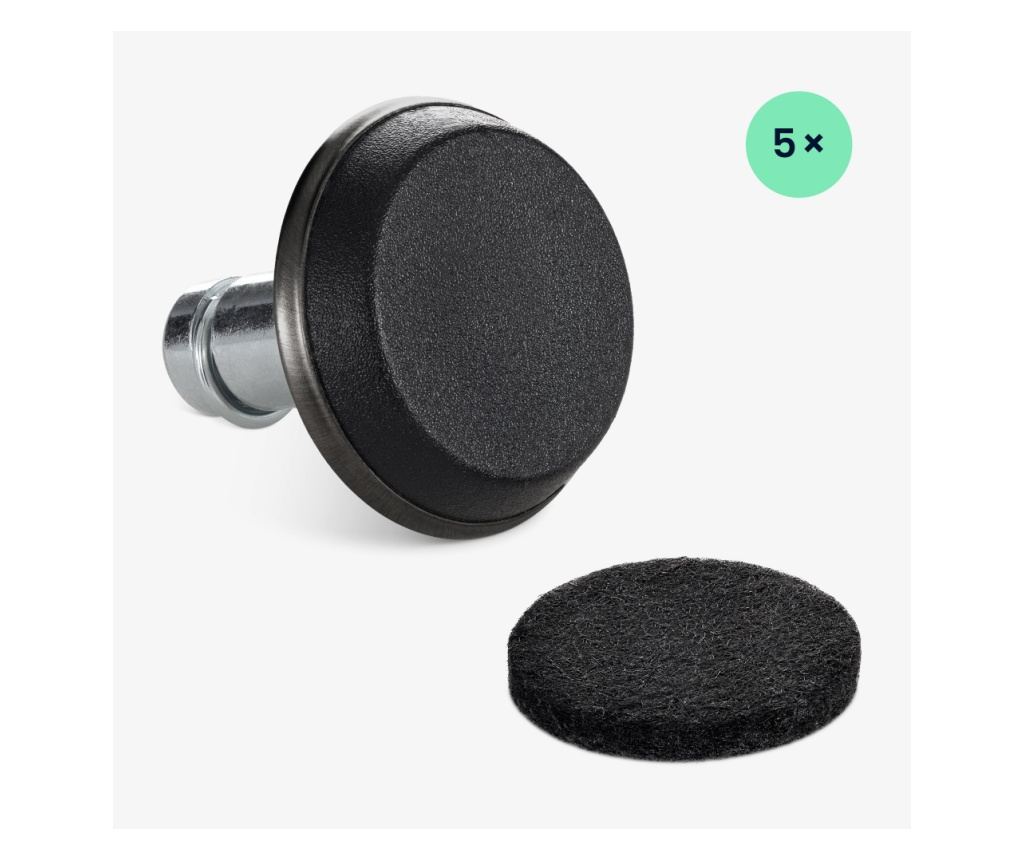 Комплект от 5 крака за офис стол 11 мм прът, Kwmobile, черен, стомана, 56094.06 - 6