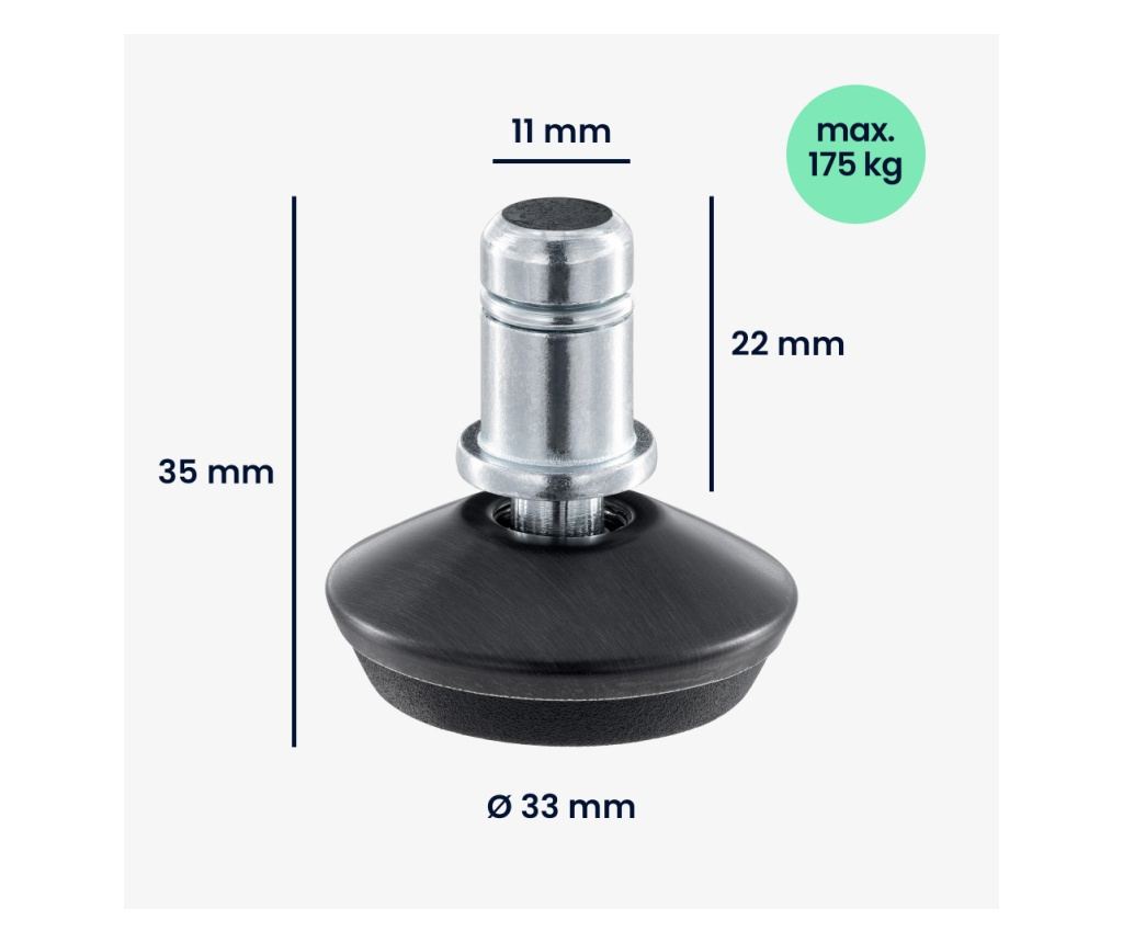 Комплект от 5 крака за офис стол 11 мм прът, Kwmobile, черен, стомана, 56094.06 - 5