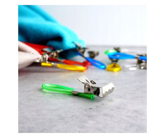 10 kiváló háztartási cikkből álló törölközőcsipesz, rozsdamentes acél, 5,5x1,5 cm, többszínű
