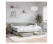 Daybed με επέκταση και συρτάρια, ανοιχτό γκρι 80x200 εκ. βελούδο thumbnail 1