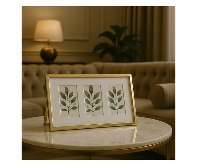 Κομψή Μεταλλική Κορνίζα, 22x12 εκ., Χρυσό Χρώμα