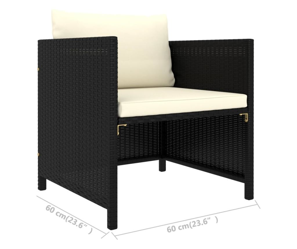 8-dijelni set vrtnog namještaja od ratana s jastucima, crni - 11