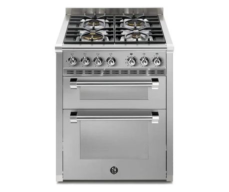 Газова печка, Steel Cucine, 70 см, 4 горелки, 2 фурни, колекция Ascot, неръждаема стомана