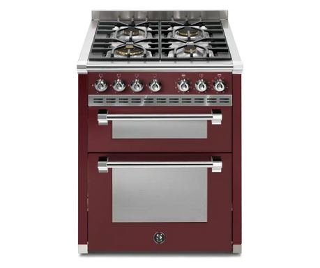 Газова печка, Steel Cucine, 70 см, 4 горелки, 2 фурни, колекция Ascot, бургундски