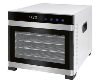 ProfiCook PC-DR 1218 Élelmiszer szárító, 6 rozsdamentes tálca, hőmérséklet 35-75 C, LED kijelző, termosztát, rozsdamentes/fekete