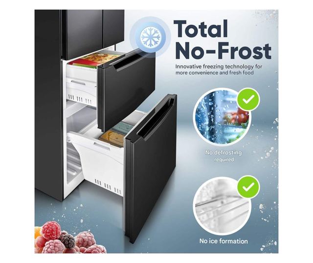 Хладилник Side by side, Bomann, French Door, 320 литра, антрацит