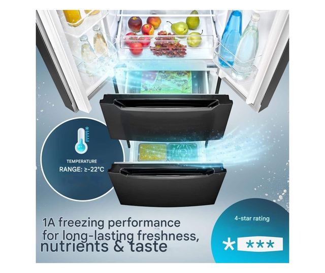 Хладилник Side by side, Bomann, French Door, 320 литра, антрацит