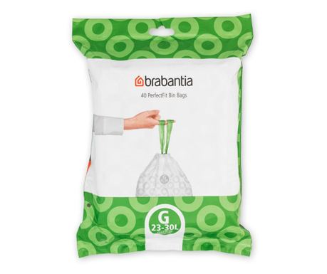 Brabantia σακούλες απορριμμάτων μέγεθος G, 23-30L, 40 τεμάχια, λευκές