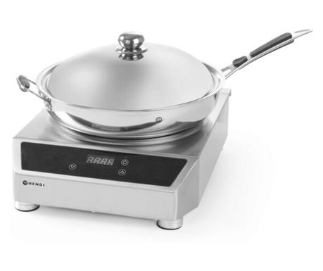 Profesionalna Wok tava s poklopcem, 360x180 mm, nehrđajući čelik, Hendi, kompatibilna s indukcijom