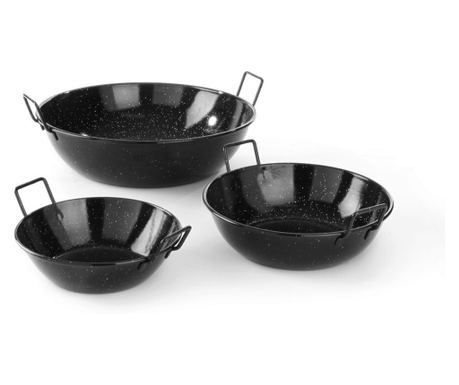 Duboka posuda za paellu s 2 ručke, emajlirani čelik, promjer 17 cm x visina 4 cm, pogodna i za posluživanje