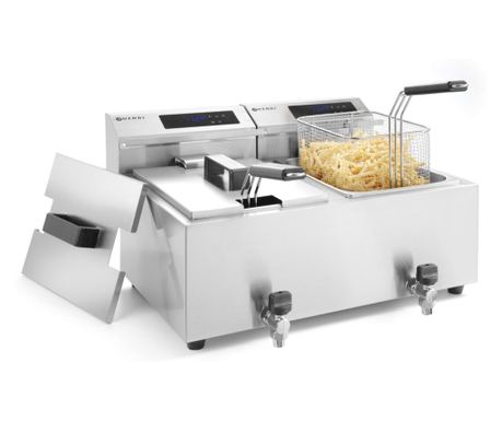Friteuza MasterCook cu robinet scurgere - 2 x 8 lt.