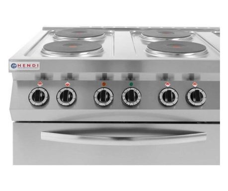 Hendi Kitchen Line Električni štednjak sa 6 grijaćih ploča i konvekcijskom pećnicom, nehrđajući čelik