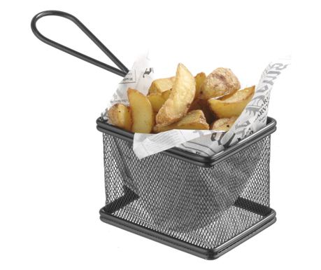Cos servire tip mini-fry, pentru servire snacks , cartofi prajiti, inox, 125x100x85 mm, Hendi