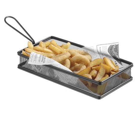 Cos servire tip mini-fry, pentru servire snacks , cartofi prajiti, inox, 255x135x(h)45 mm, Hendi
