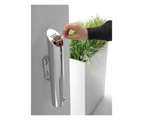 Scrumiera Hendi cu montare pe perete, otel inoxidabil 18/8, 7.5x(H)46 cm