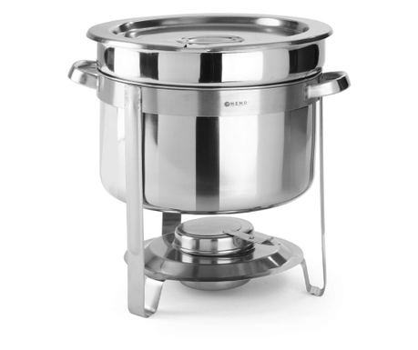 Στρογγυλό Σκεύος Bain Marie για Σούπα, 8 lt, Ανοξείδωτο Ατσάλι, με Καπάκι, 37x(H)32.5 cm, Hendi
