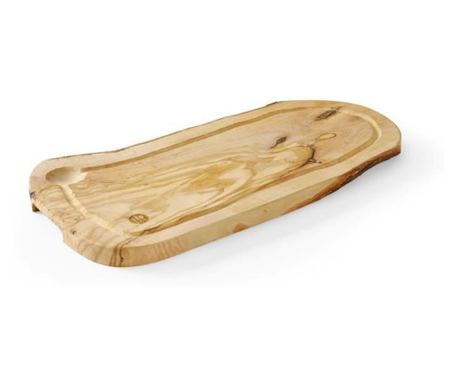 Σανίδα κοπής με αυλάκι, Hendi, ξύλο ελιάς, 400x250x(H)18 mm