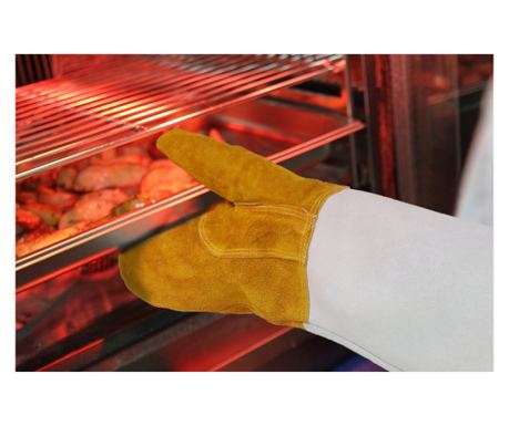 Komplet 2 usnjenih rokavic za pečico, zaščita do 250 °C, dolžina 460 mm, Hendi